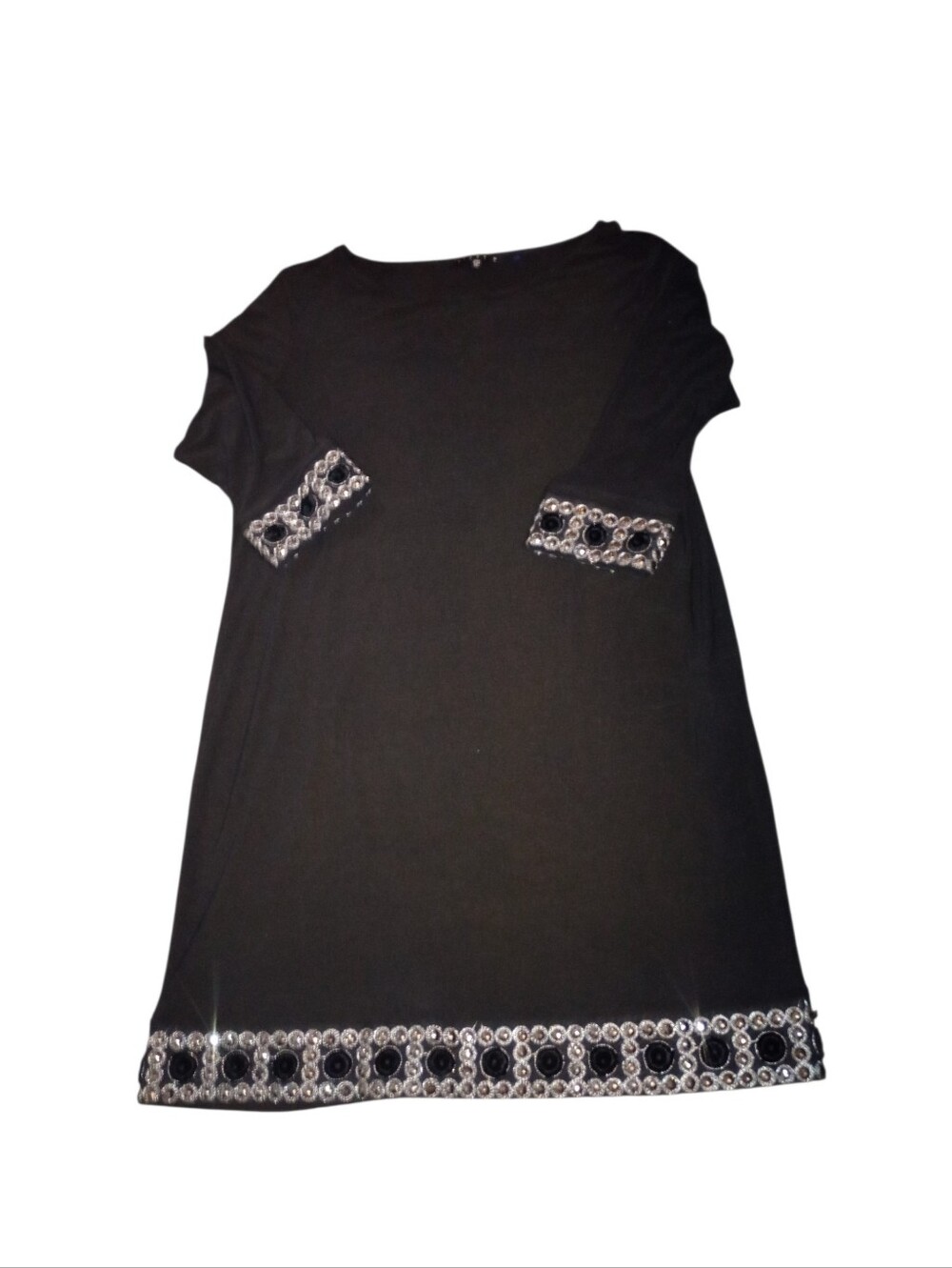 Tiana B. Black Embellished Short Sleeve Shift Dress, Size XL, Never Worn